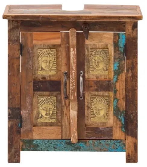 furniture-nabytek.cz - Masívna skrinka umývadla Sumana z recyklovaného dreva, lakovaná, hnedá – 52×30×60 cm