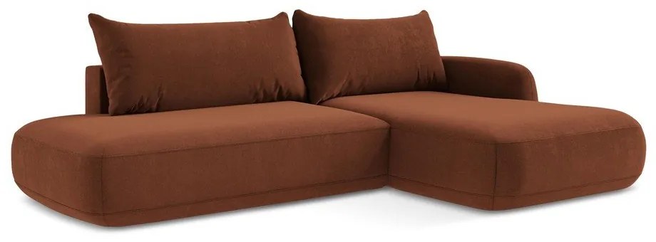 Terakotová rozkladacia rohová pohovka (pravý roh/s leňoškou) Hale – Makamii