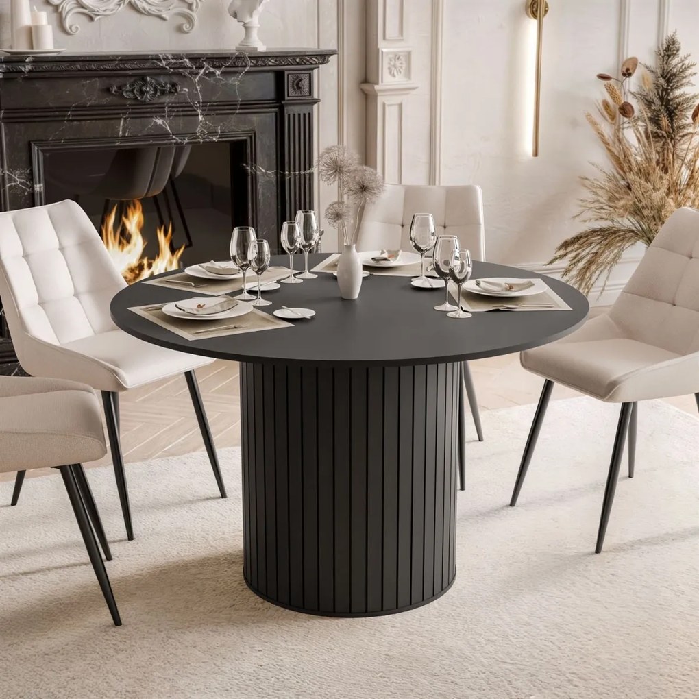 OKRÚHLY JEDÁLENSKÝ STÔL LANDRY ČIERNY 120 cm