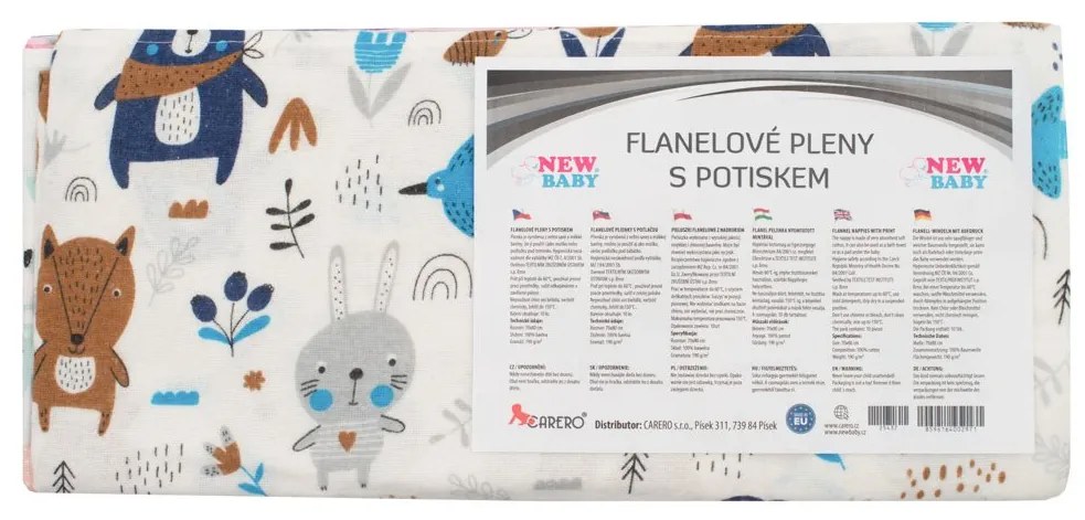 Flanelové plienky s potlačou NEW BABY 70x80 cm 10ks