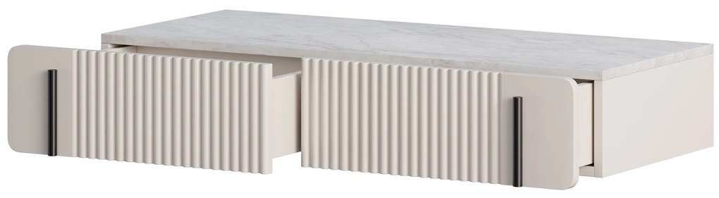 Závesný toaletný stolík Malmi 100 cm - kašmírová / crema bianca / čierna