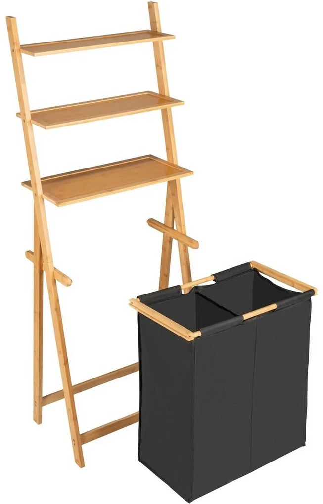 Wenko Rebríkový regál s košom na bielizeň Ecori, 152 x 35 x 57 cm