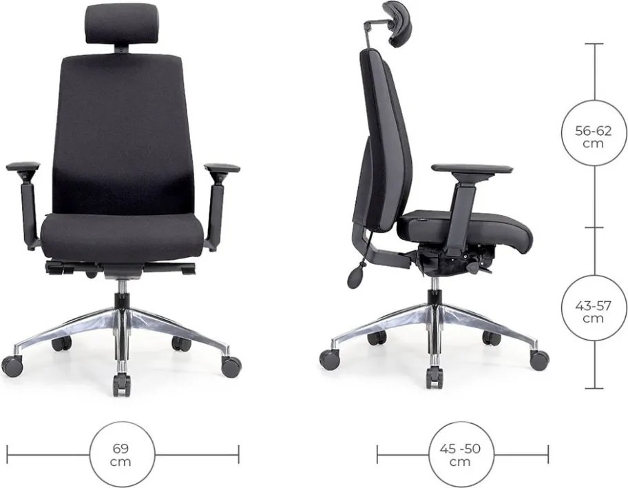Ergonomická kancelárska stolička MOSH Elite T3 Pro čierna