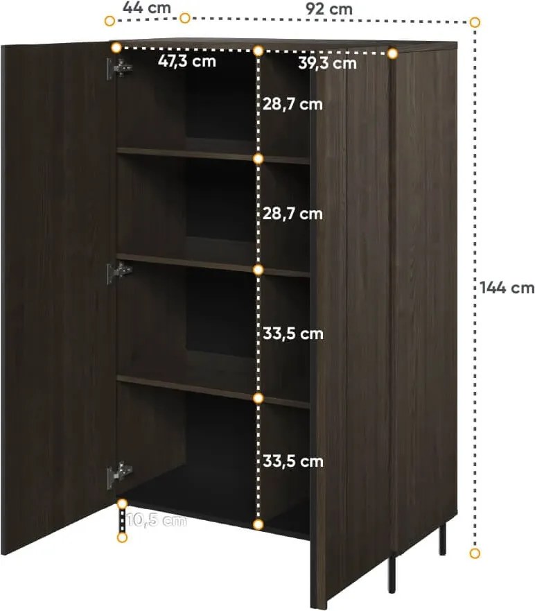 Dizajnová komoda YASMIN 92cm portlandský jaseň + čierna