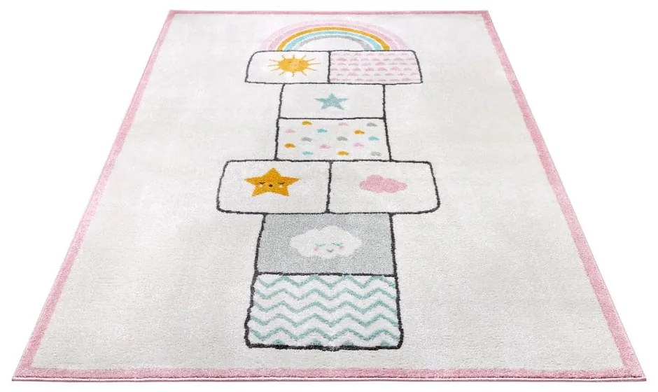 Ružovo-biely detský koberec 120x170 cm Bouncy – Hanse Home