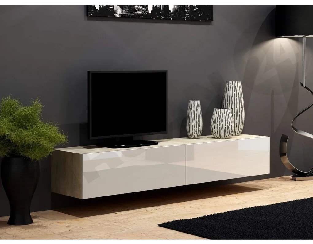 TV skrinka Zigo 180, Farby: biela / biely lesk