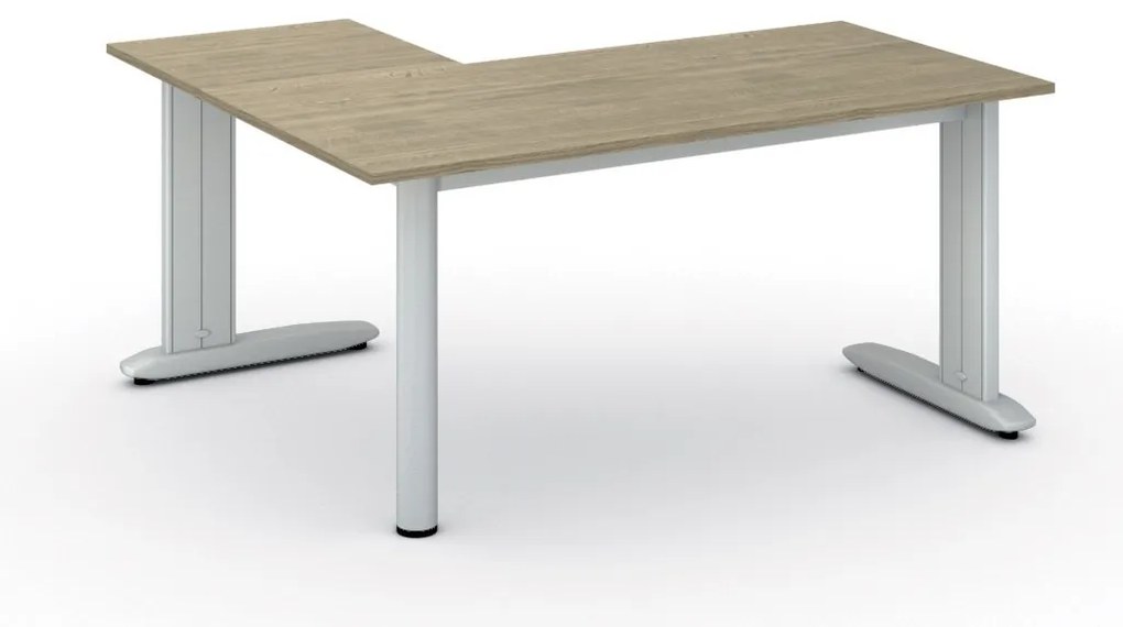 Rohový kancelársky písací stôl PRIMO FLEXIBLE, 160x140 cm, dub prírodný