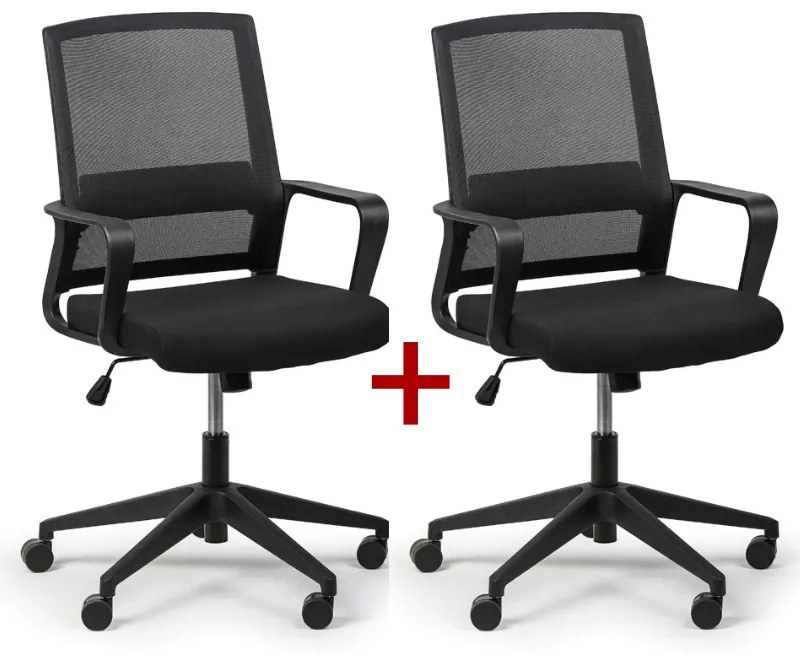 Kancelárska stolička LOW 1+1 ZADARMO, čierna