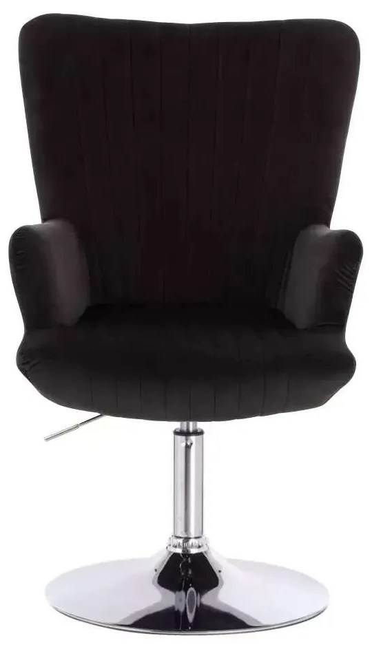 LuxuryForm DESIGN Kreslo AMADEO VELUR na striebornom tanieri - čierne