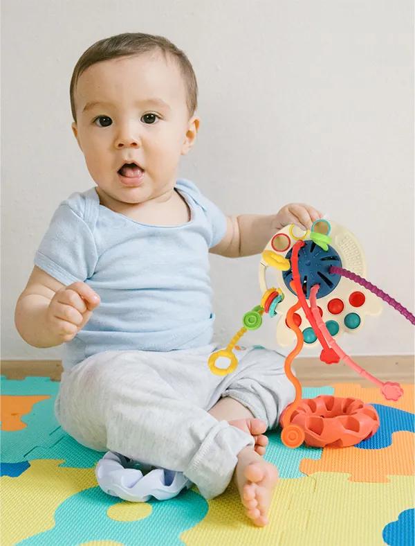 KIK KX4602 Montessori smyslová hračka kousátko modrá AKCE
