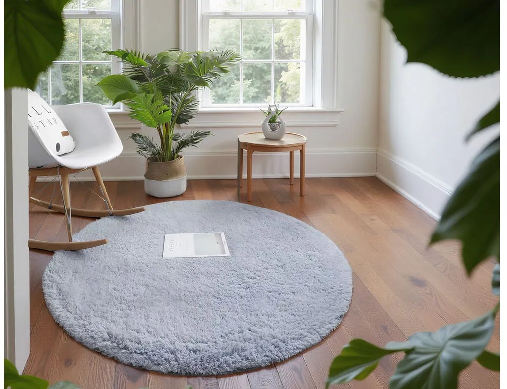 Sivý okrúhly koberec Alpaka Rozmer: 200