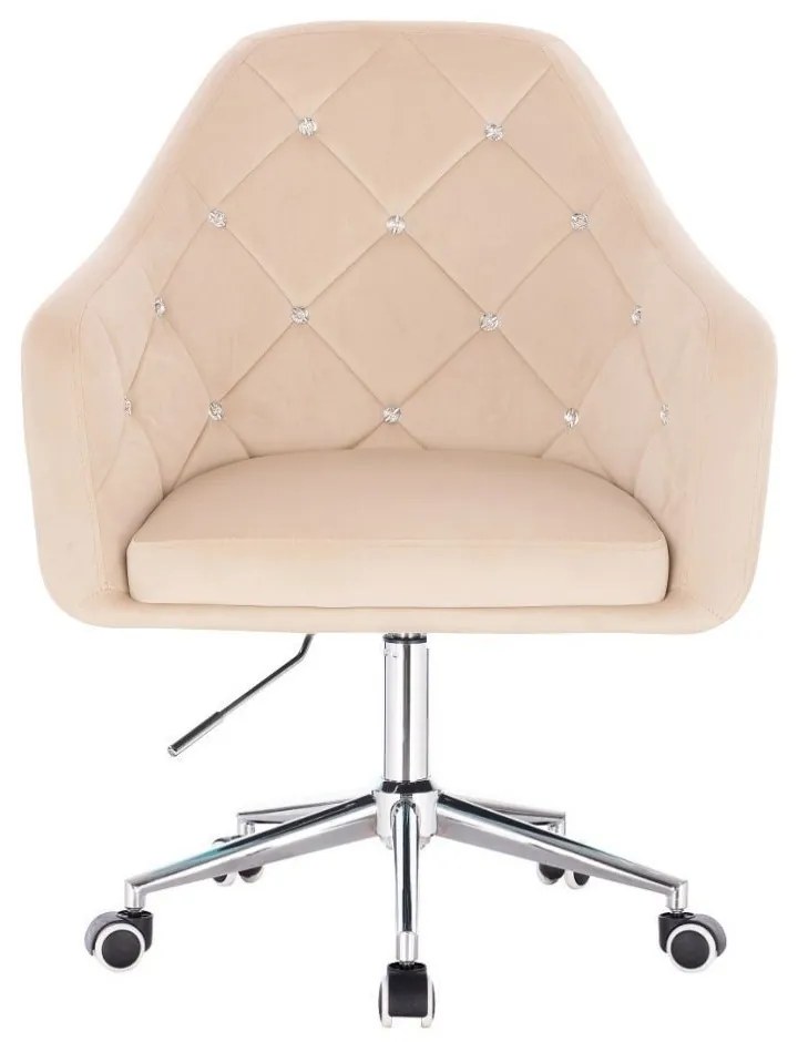 LuxuryForm DESIGN Kreslo ROMA VELUR na striebornej podstave s kolieskami - krémové