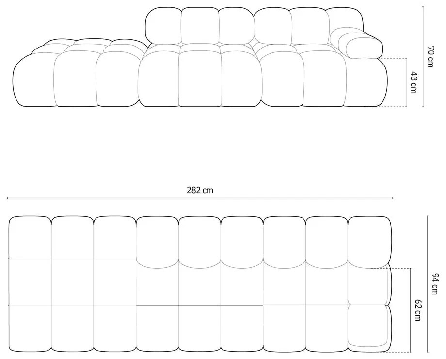 Zelená pohovka z textílie buklé 288 cm Bellis – Micadoni