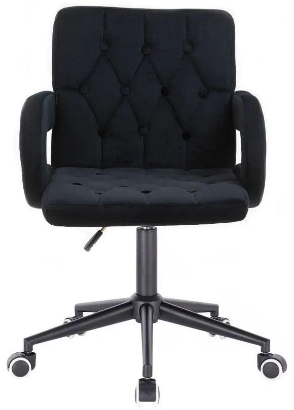 LuxuryForm DESIGN Stolička BOSTON VELUR na čiernej podstave s kolieskami - čierna