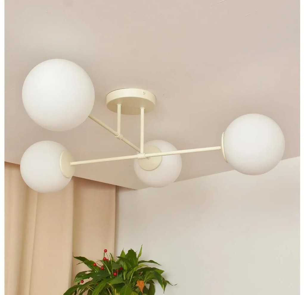 Prisadené svietidlo MOON 4xE27/15W/230V krémové