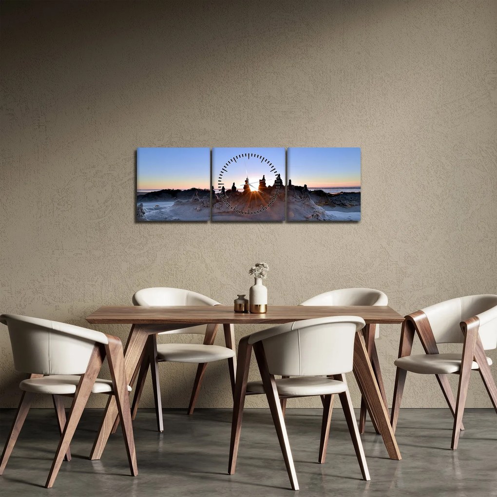 Obraz piesočné scenérie (s hodinami) (90x30 cm)