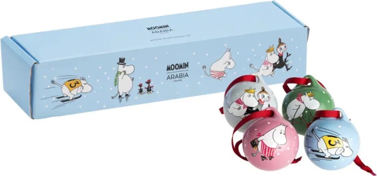 Porcelánové ozdoby Moomin Winter sports 4ks