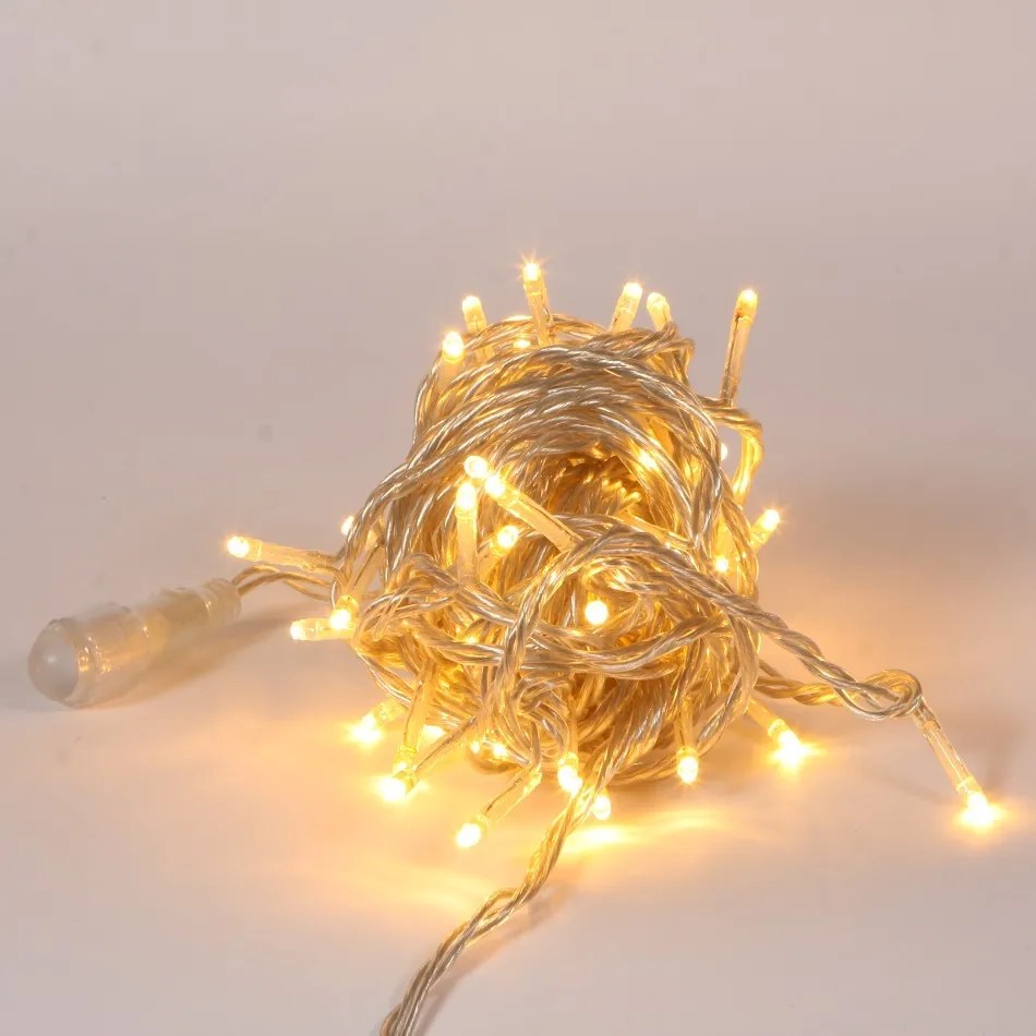 DECOLED Svetelná reťaz 8 m, teplá biela s bleskom, Eco Fix