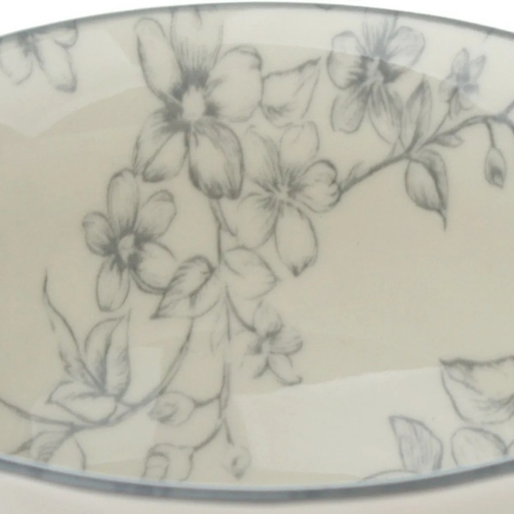 Súprava 6 keramických misiek Nežné kvety 11,5 cm, sivá