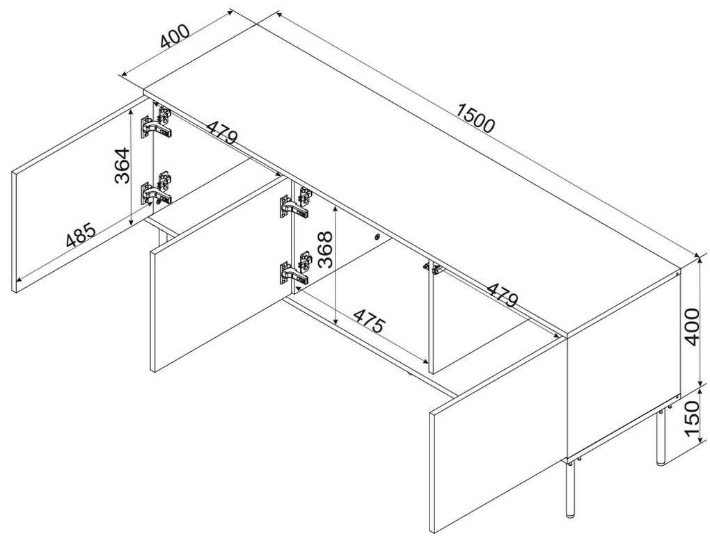 Cama Béžový TV stolík Trese 150