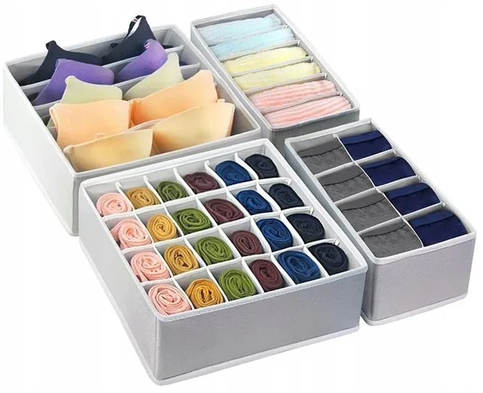 eCarla Organizér na spodnú bielizeň, sada 4 ks, SPRINGOS - sivý