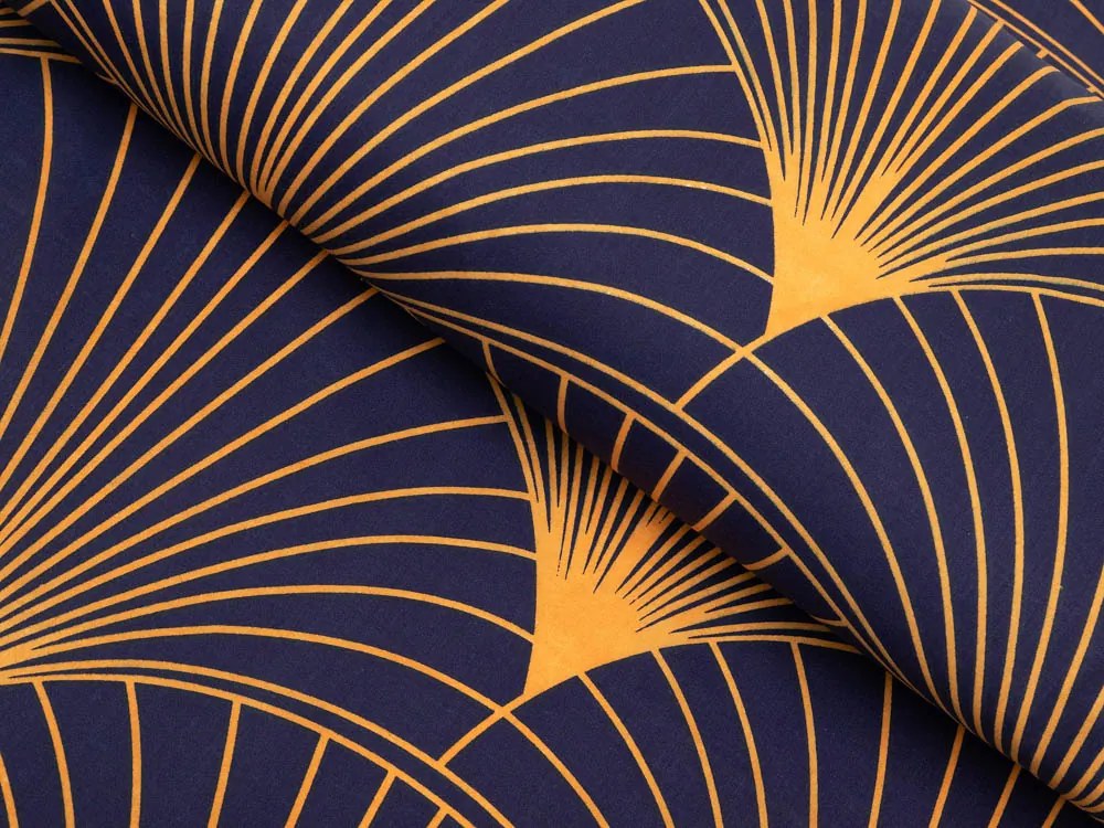 Biante Bavlnená obliečka na vankúš Sandra SA-504 Oranžové vejáre na tmavo modrom 50 x 60 cm