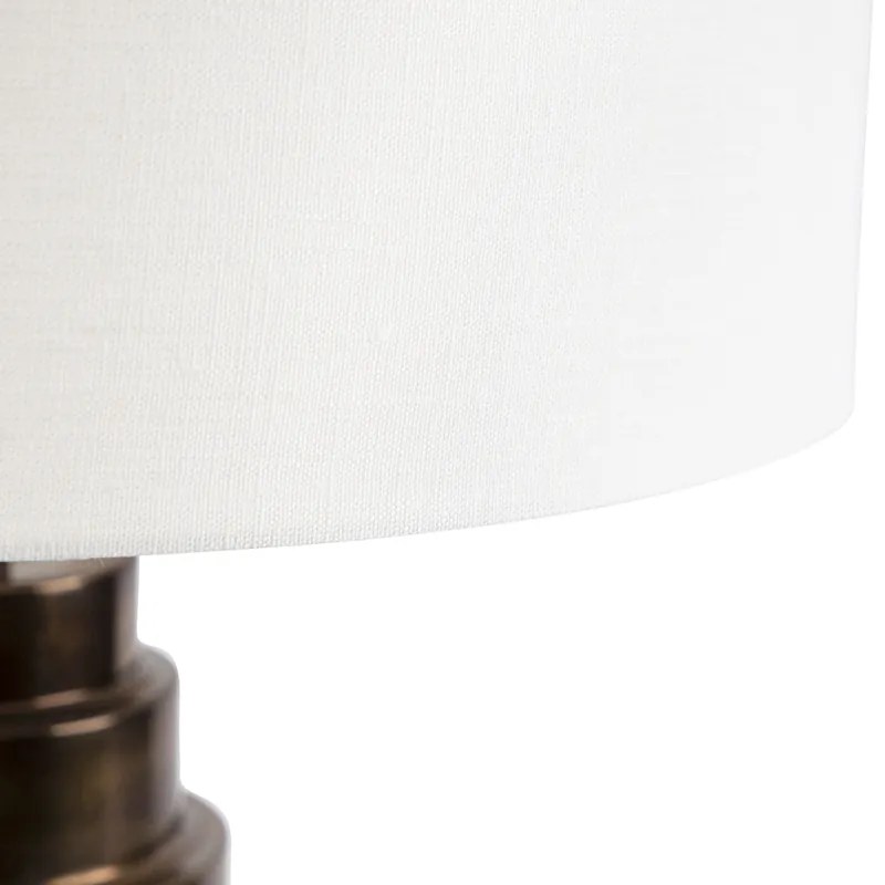 Art Deco stolná lampa s tienidlom biela 50 cm - Bruut