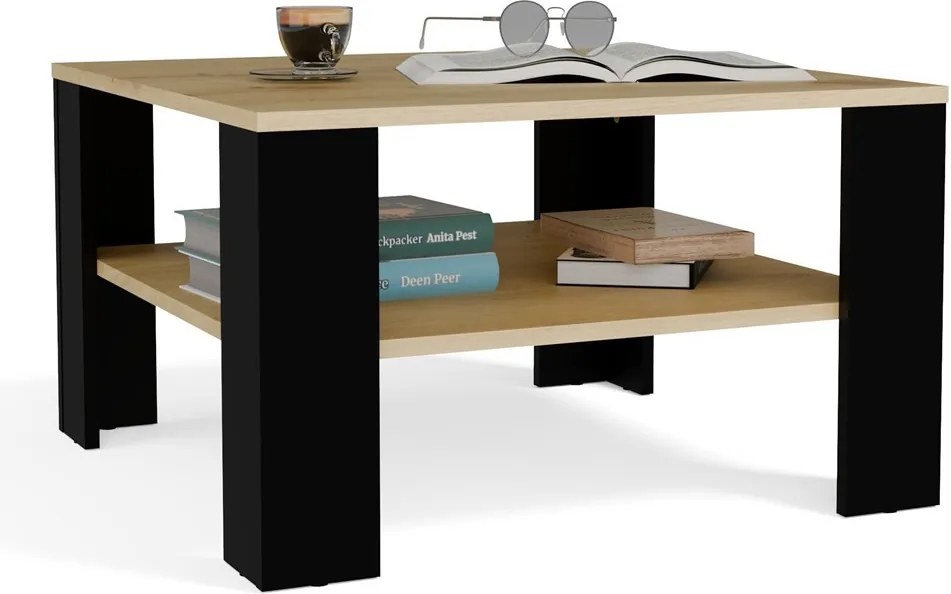 Konferenčný stolík Lawa Square 68 cm dub artisan/čierny