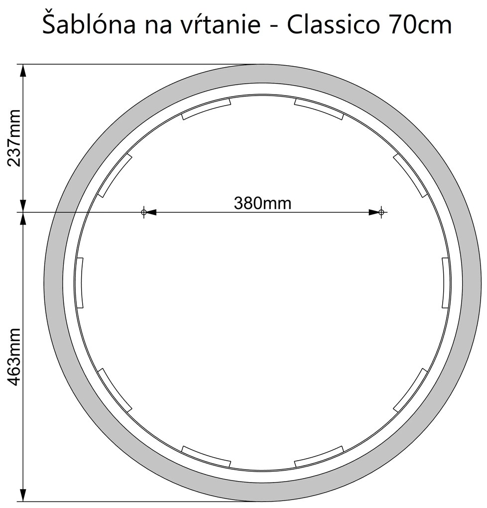 LED zrkadlo okrúhle Classico ⌀70cm studená biela - diaľkový ovládač Farba diaľkového ovládača: Čierna