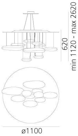 Artemide 1367110A - LED Stmievateľný luster na lanku MERCURY LED/58W/230V 3000K