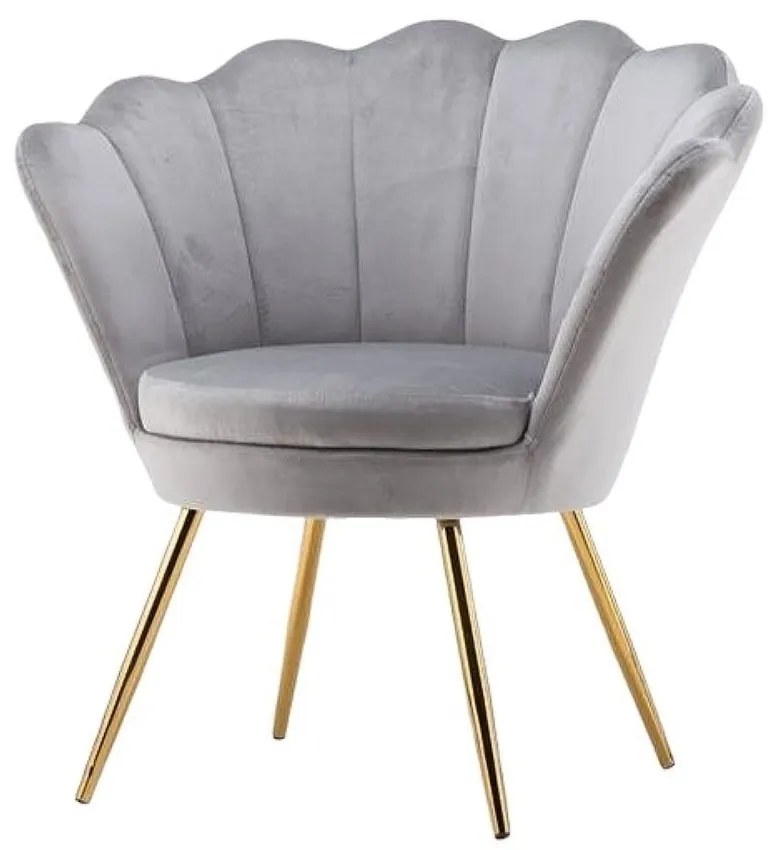 LuxuryForm DESIGN Kreslo FREY VELUR so zlatými nohami - svetlo šedé
