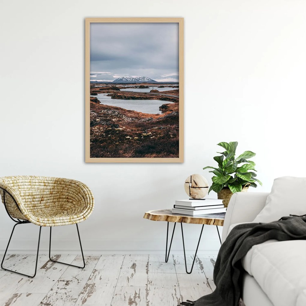 Gario Plagát Pohľad na osamelú horu Farba rámu: Prírodná, Rozmery: 30 x 45 cm