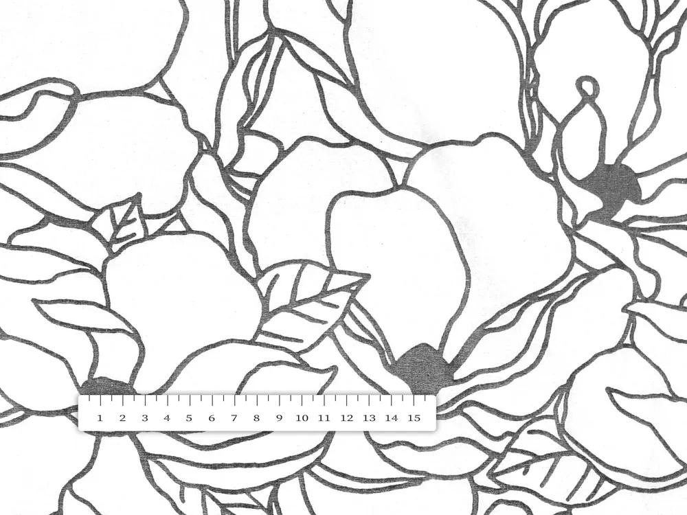 Biante Bavlnený obdĺžnikový obrus Sandra SA-271 Sivé designové kvety na bielom 120x180 cm