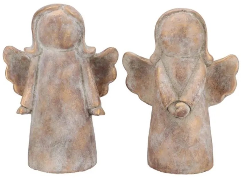 2ks zlatá antik cementová dekorácia anjel - 13*9*17 cm