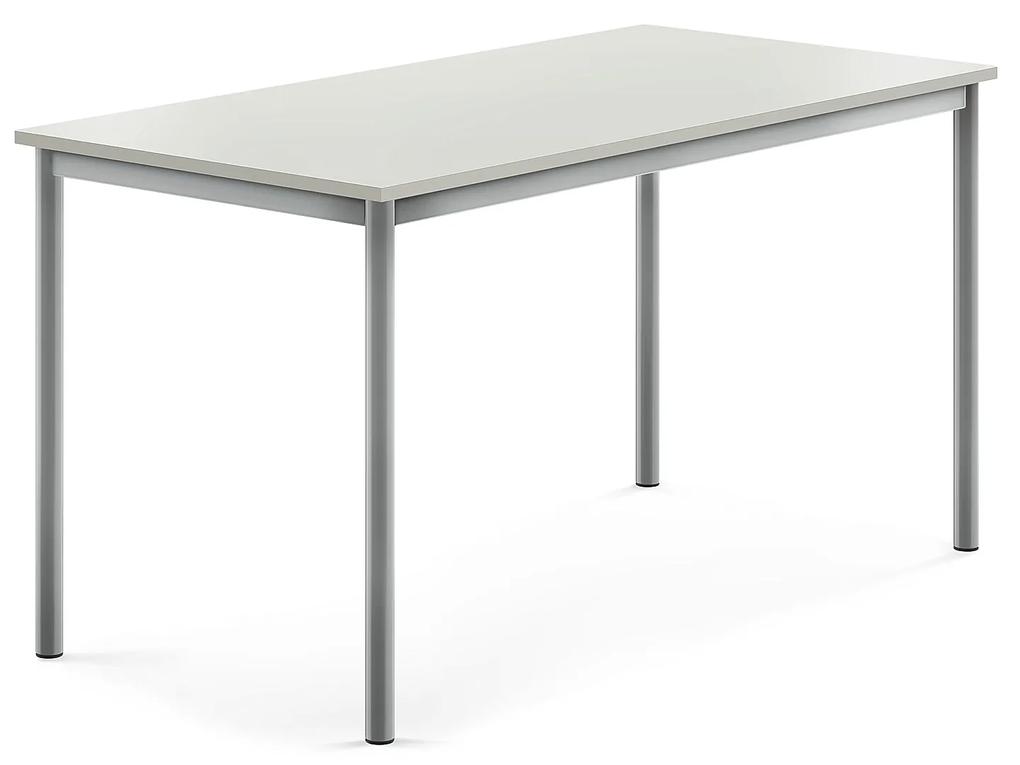 Stôl SONITUS, 1400x700x720 mm, HPL - šedá, strieborná