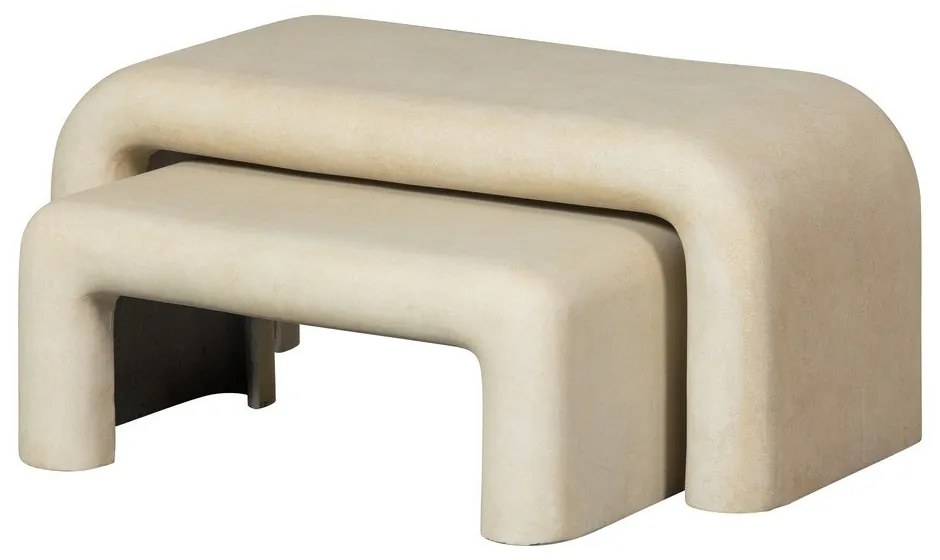 Krémové konferenčné stolíky v súprave 2 ks v dekore kameňa 42x92 cm Stani – WOOOD