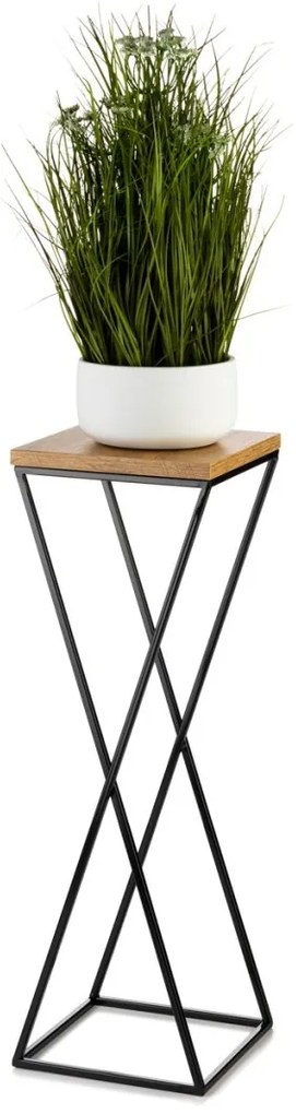 Kvetinový stojan LOFT 70 cm čierny/dub lancelot