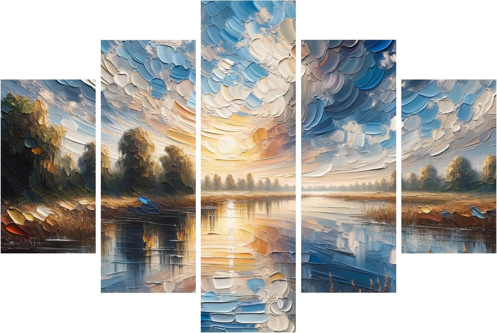 Obraz - Maľba slnka nad vodou (150x105 cm)