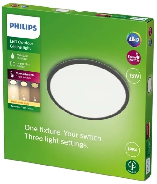 Philips - LED Stmievateľné vonkajšie svietidlo SUPERSLIM LED/15W/230V IP54 čierna