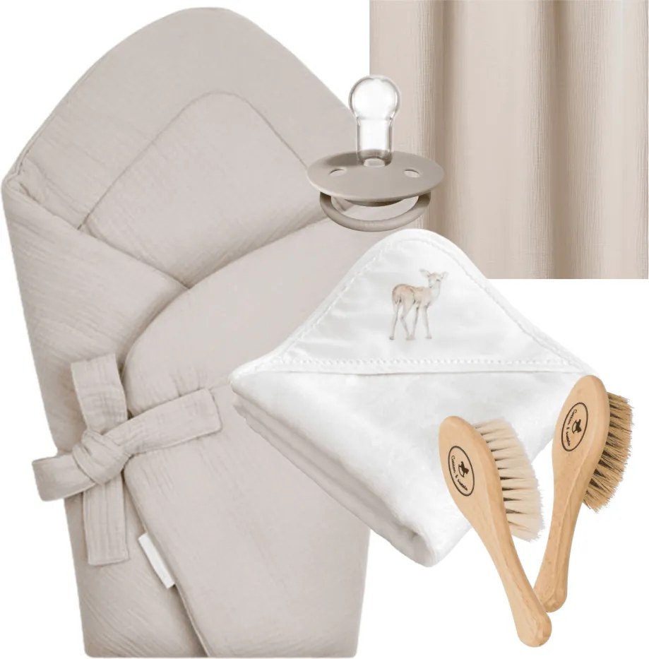 Detský set so zavinovačkou a uterákom béžová