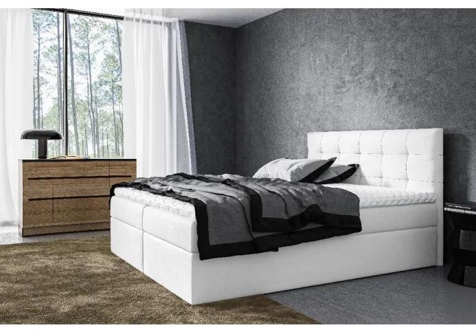 Moderná čalúnená posteľ Riki s úložným priestorom biela 160 x 200 + topper zdarma