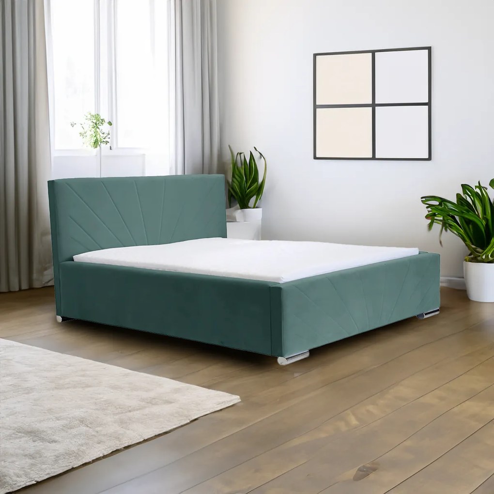 Čalúnená posteľ s úložným priestorom a matracom LEKS Mäta 180 x 200 cm