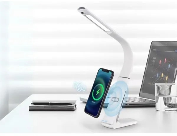 LED stmievateľná stolová lampa s bezdrôtovým nabíjaním LORD EVO LED/8W/230V biela