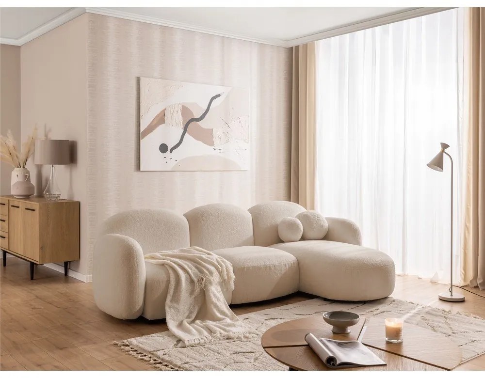 Svetlohnedá rohová pohovka z textílie buklé (pravý roh/s leňoškou) Orbit – Ropez