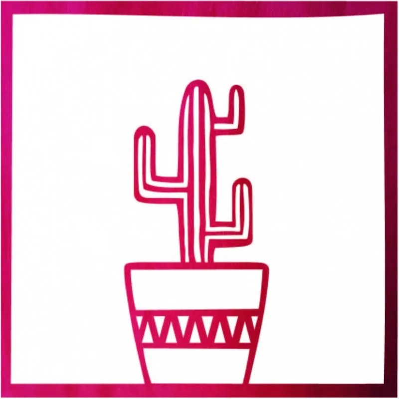 Drevený obraz na stenu kaktus v kvetináči| SENTOP PR0398-A