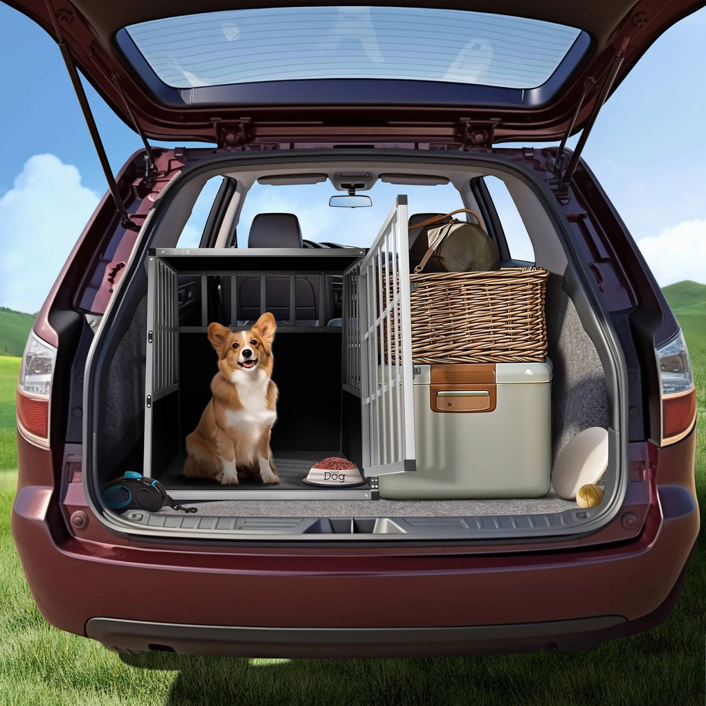 Prepravka pre psa BRUNO, 66x90x72cm, strieborná/čierna Jurhan