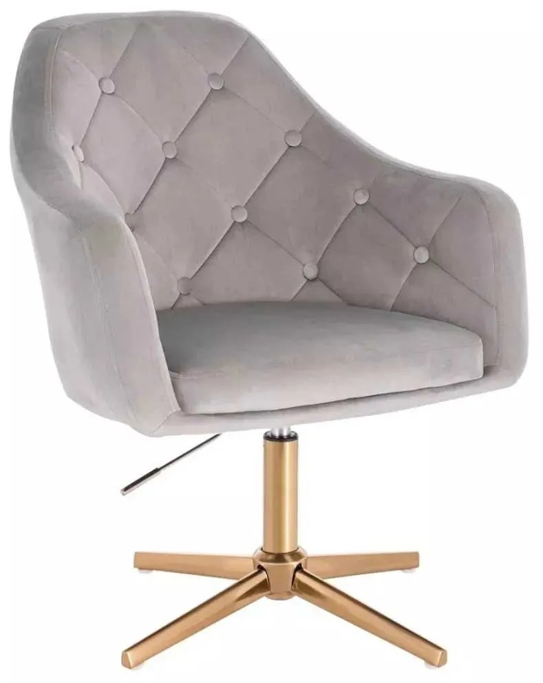 LuxuryForm DESIGN Kreslo ANDORA VELUR na zlatom kríži - svetlosivé