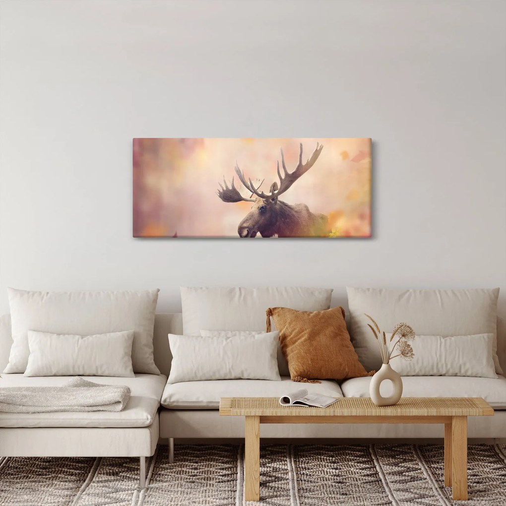 Obraz - Sob v jesennom lístí (120x50 cm)