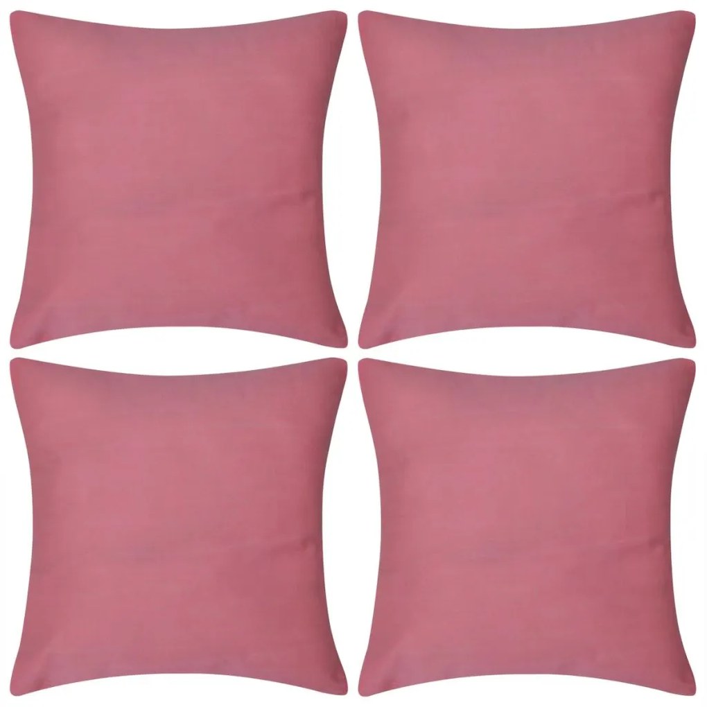 vidaXL 4 Návliečky na vankúše, bavlna, ružové, 40 x 40 cm