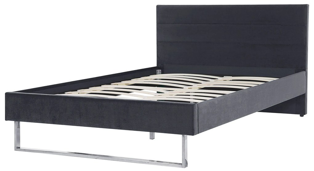 Zamatová posteľ 140 x 200 cm sivá BELLOU Beliani
